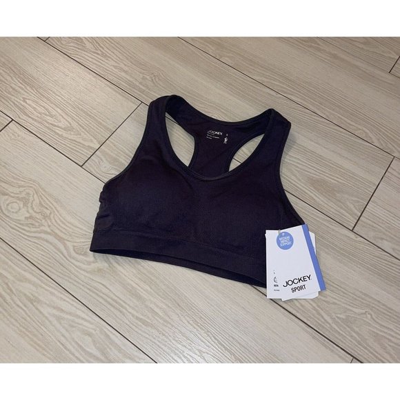 Jockey Sports Bra Seamless Removable Cups Med Impact Womens S Small Charcoal New - Picture 1 of 4